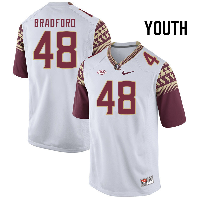 Youth #48 Jayden Bradford Florida State Seminoles College Football Jerseys Stitched Sale-White - Click Image to Close